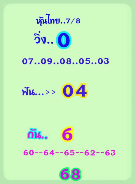 เลขเด็ดหุ้นไทย 7/8/62 ชุดที่ 13