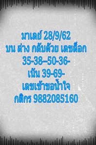 หวยมาเลย์วันนี้ 28/9/62 ชุดที่8