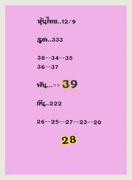 หวยหุ้นวันนี้ 12/9/62 ชุดที่ 8