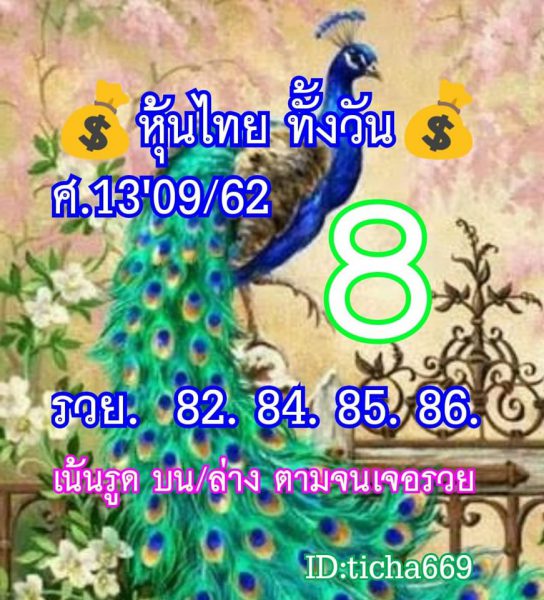 หวยหุ้นวันนี้ 13/9/62 ชุดที่ 1