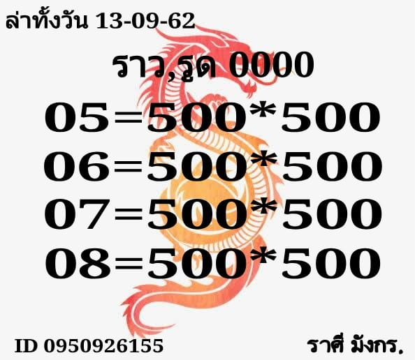 หวยหุ้นวันนี้ 13/9/62 ชุดที่ 2