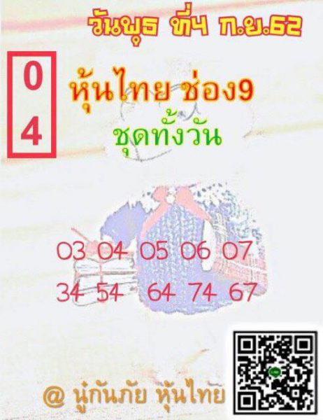 แนวทางหวยหุ้น 4/9/62 ชุดที่ 7