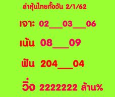 หวยหุ้นวันนี้ 2/1/63 ชุดที่7