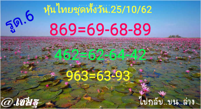 หวยหุ้นวันนี้ 25/10/62 ชุดที่6