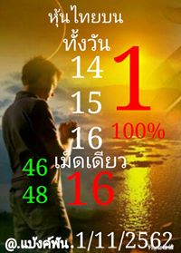 หวยหุ้นวันนี้ 31/10/62 ชุดที่12