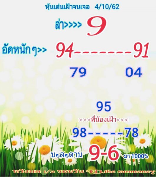 หวยหุ้นวันนี้ 4/10/62 ชุดที่2