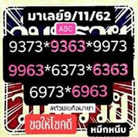 หวยมาเลย์วันนี้ 9/11/62 ชุดที่12