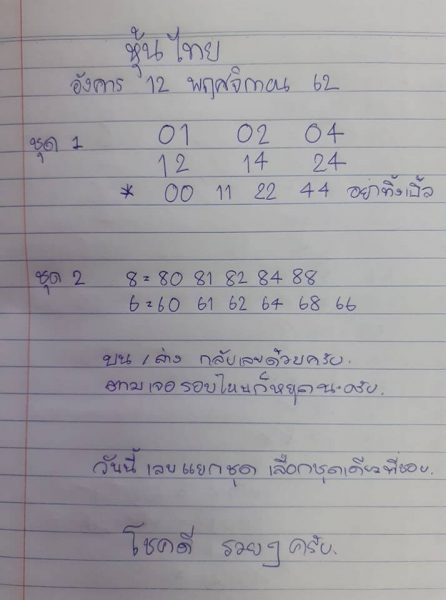 แนวทางหวยหุ้นวันนี้ 12/11/62 ชุดที่3