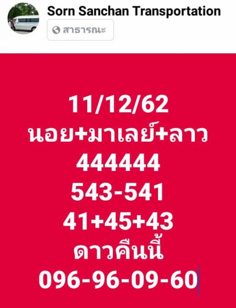 หวยมาเลย์วันนี้ 11/12/62 ชุดที่3