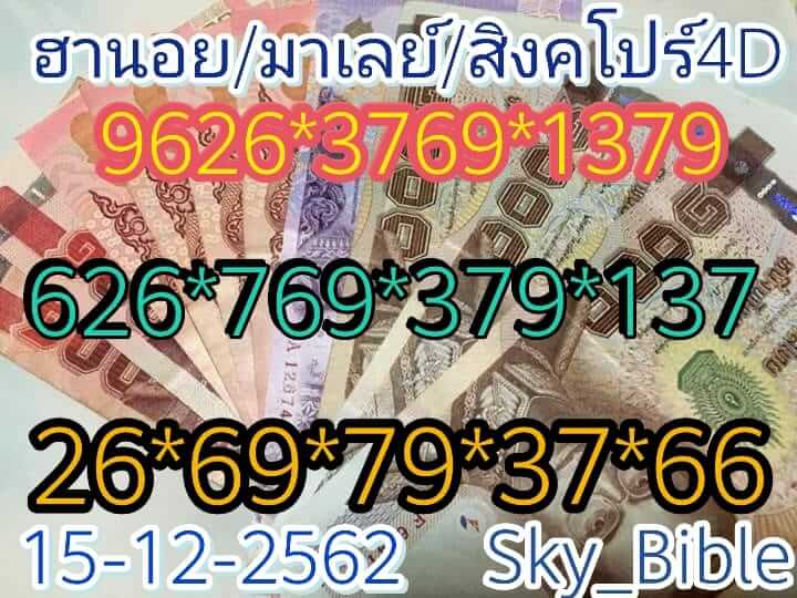 หวยมาเลย์วันนี้ 15/12/62 ชุดที่1