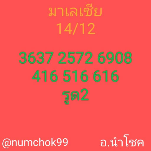 หวยมาเลย์วันนี้ 15/12/62 ชุดที่13