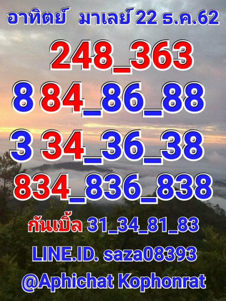 หวยมาเลย์วันนี้ 22/12/62 ชุดที่9