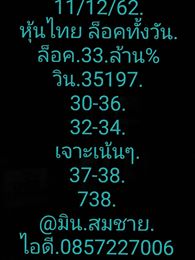 หวยหุ้นวันนี้ 11/12/62 ชุดที่15