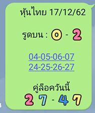 หวยหุ้นวันนี้ 17/12/62 ชุดที่3