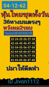 หวยหุ้นวันนี้ 4/12/62 ชุดที่9