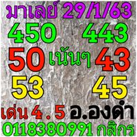 หวยมาเลย์วันนี้ 29/1/63 ชุดที่2