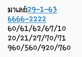 หวยมาเลย์วันนี้ 29/1/63 ชุดที่3