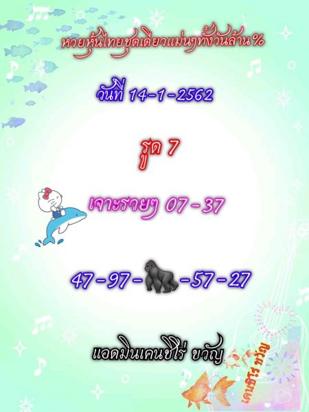 หวยหุ้นวันนี้ 14/1/63 ชุดที่10