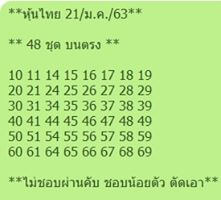 หวยหุ้นวันนี้ 21/1/63 ชุดที่8