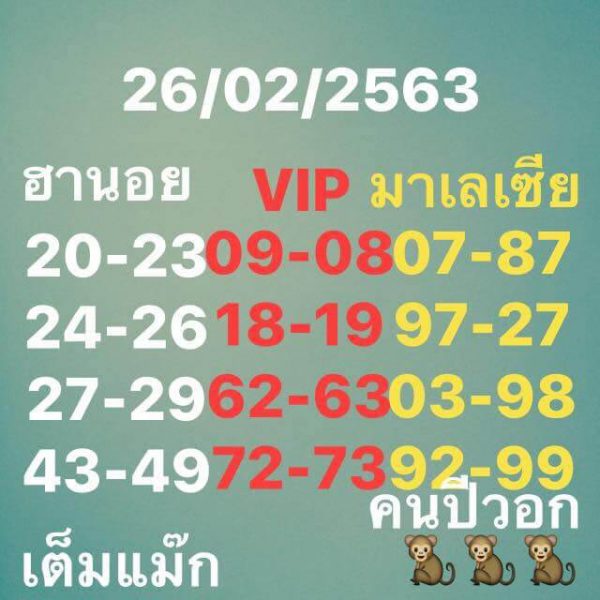 หวยมาเลย์วันนี้ 26/2/63 ชุดที่ 10