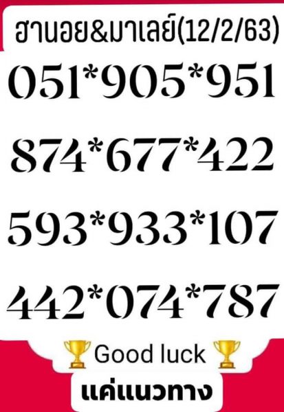 หวยมาเลย์วันนี้ 12/2/63 ชุดที่5