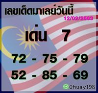 หวยมาเลย์วันนี้ 12/2/63 ชุดที่7