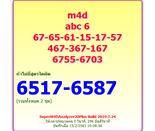 หวยมาเลย์วันนี้ 15/2/63 ชุดที่1