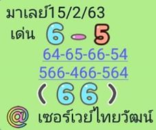 หวยมาเลย์วันนี้ 15/2/63 ชุดที่3