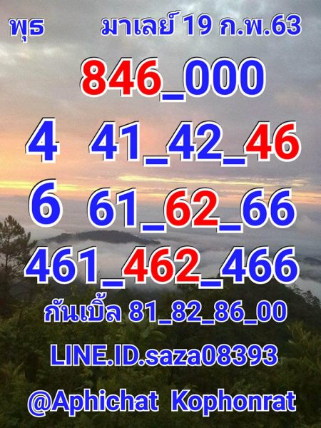 หวยมาเลย์วันนี้ 19/2/63 ชุดที่7