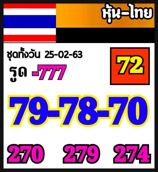 หวยหุ้นวันนี้ 25/2/63 ชุดที่ 2