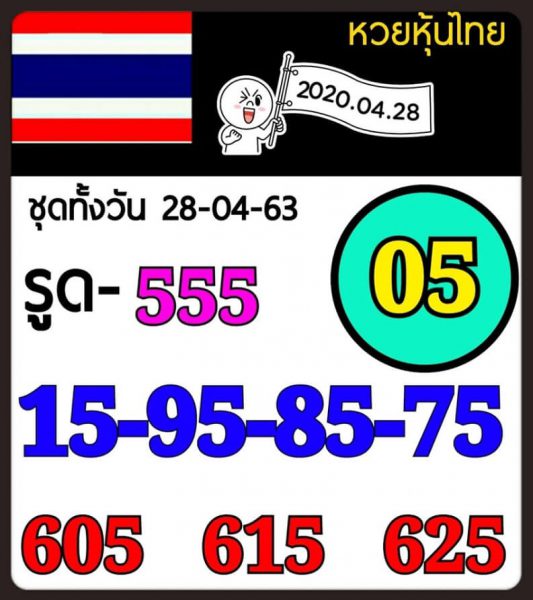 หวยหุ้นวันนี้ 28/4/63 ชุดที่ 1