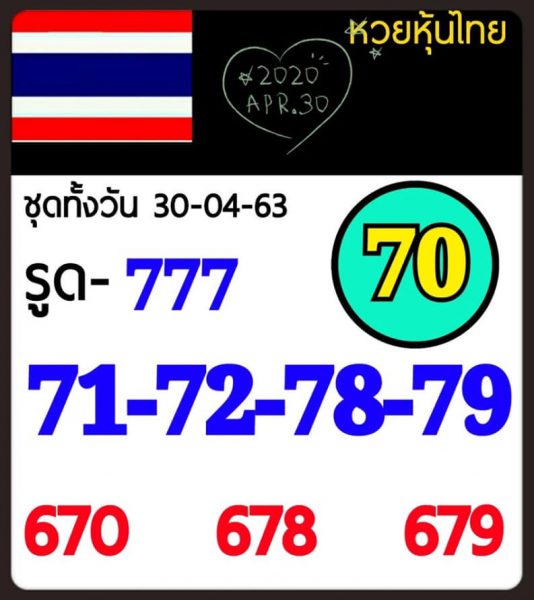 หวยหุ้นวันนี้ 30/4/63 ชุดที่ 7