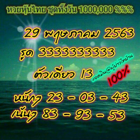 หวยหุ้นวันนี้ 29/5/63 ชุดที่ 12