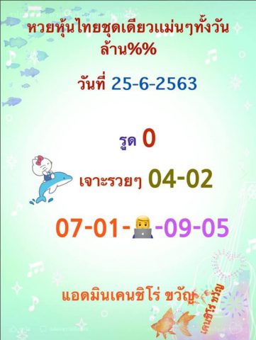 หวยหุ้นวันนี้ 25/6/63 ชุดที่ 7