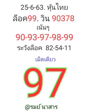 หวยหุ้นวันนี้ 25/6/63 ชุดที่ 8