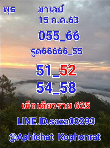 หวยมาเลย์วันนี้ 15/7/63 ชุดที่ 6