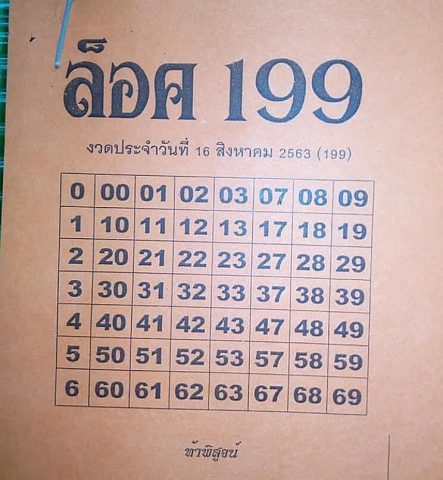 หวยล็อค199 16/8/63