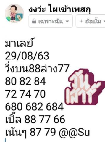 หวยมาเลย์วันนี้ 29/8/63 ชุดที่ 1