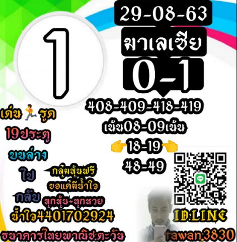 หวยมาเลย์วันนี้ 29/8/63 ชุดที่ 2