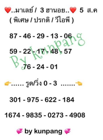 หวยมาเลย์วันนี้ 5/8/63 ชุดที่ 4