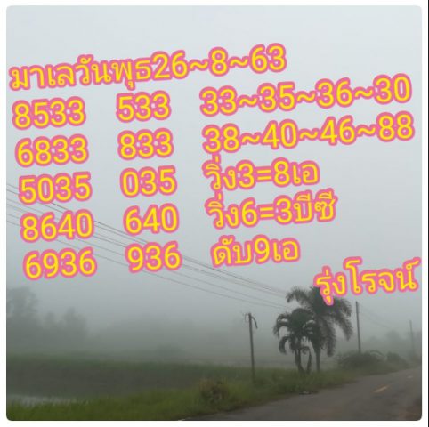 หวยมาเลย์วันนี้ 26/8/63 ชุดที่ 8