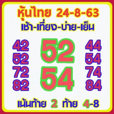 หวยหุ้นวันนี้ 24/8/63 ชุดที่ 8