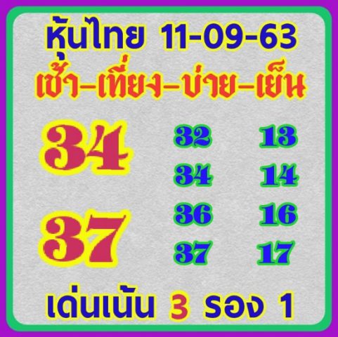 หวยหุ้นวันนี้ 11/9/63 ชุดที่ 4