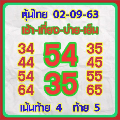 หวยหุ้นวันนี้ 2/9/63 ชุดที่ 9