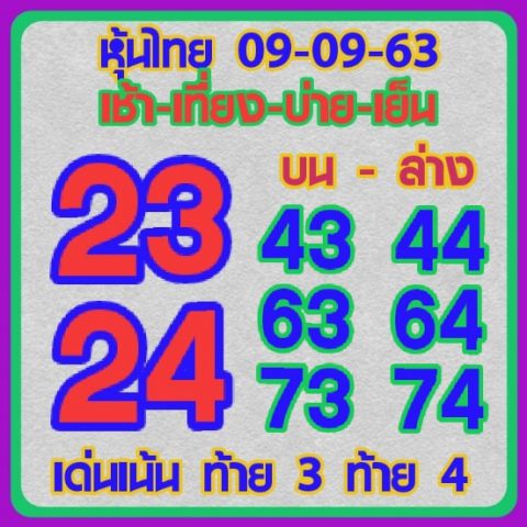 หวยหุ้นวันนี้ 9/9/63 ชุดที่ 9