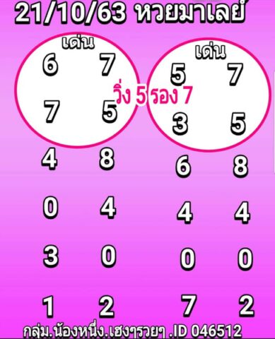 หวยมาเลย์วันนี้ 21/10/63 ชุดที่ 3