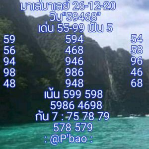 หวยมาเลย์วันนี้ 26/12/63 ชุดที่ 5