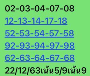 หวยหุ้นวันนี้ 22/12/63 ชุดที่ 9