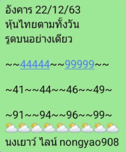 หวยหุ้นวันนี้ 22/12/63 ชุดที่ 10