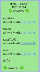 หวยมาเลย์วันนี้ 13/1/64 ชุดที่ 10